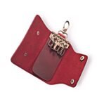 Ruby Leather Key Pouch | Slim Pull-Up Key Case with 6 Hooks