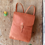 Leather Travel Backpack |Mustard Full-Grain Cow Leather Backpack