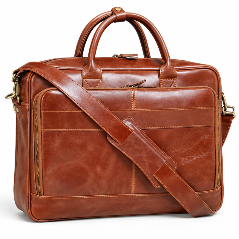 15-Inch Dark Brown premium Leather Laptop Bag | 14"-16" Compatible