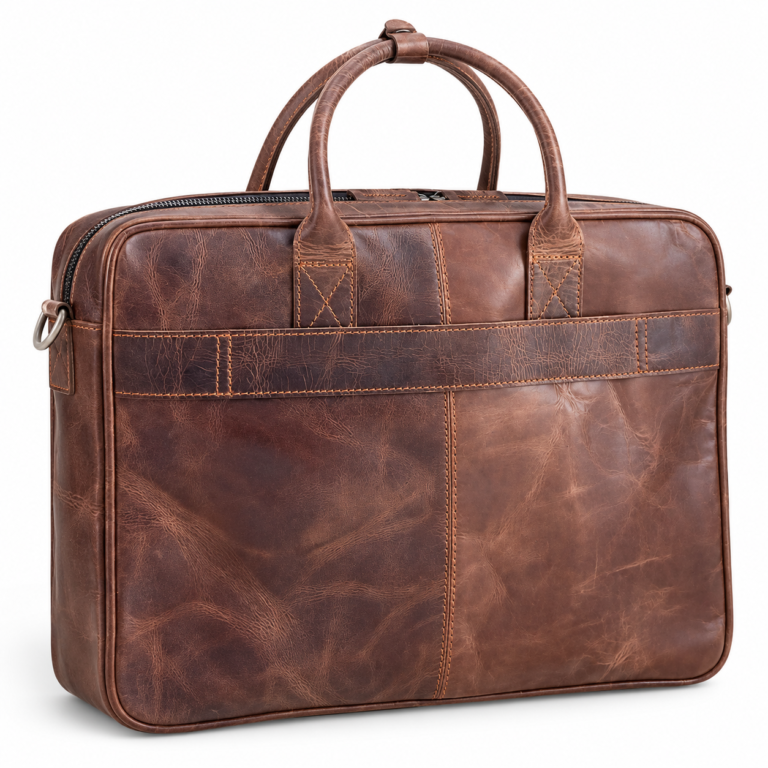 15-Inch Vintage Dark Brown Leather Laptop Bag | 14"-16" Compatible