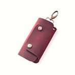 Ruby Leather Key Pouch | Slim Pull-Up Key Case with 6 Hooks