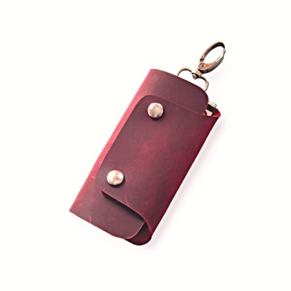 Ruby Leather Key Pouch | Slim Pull-Up Key Case with 6 Hooks