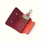 Rust Leather Key Pouch | Slim Pull-Up Key Pouch with 6 Hooks