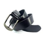 Black Leather Casual Belt for Men – 40mm Full-Grain Cow Leather for Men