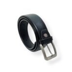 Black Leather Belt – Men’s 35mm Wide 3-Fold Formal Belt