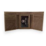 Camel Brown Men's Leather Trifold Wallet