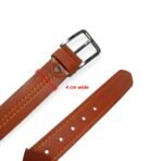 Tan Leather Casual Belt - Centre Stitched 40mm Wide