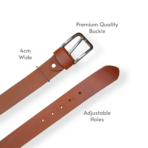 Formal Belt for Men Tan Casual Top Grain Buffalo Leather 40mm