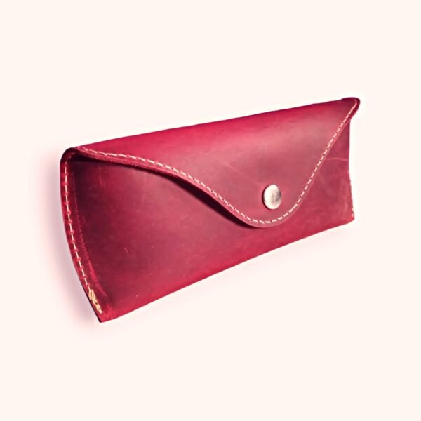 Ruby Leather Eyeglass Case | Slim Crazy Horse Optical Cover