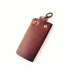 Rust Leather Key Pouch | Slim Pull-Up Key Pouch with 6 Hooks