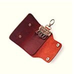 Tan Leather Key Pouch | Slim Pull-Up Key Pouch with 6 Hooks