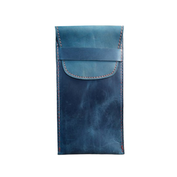 Navy Leather Glasses Cover - Eyewear Singlasses Sleeves