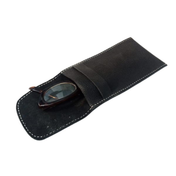 Black Leather glasses case| Textured Optical Cover with Flap Closure