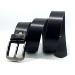 Black Leather Casual Belt for Men – 40mm Full-Grain Cow Leather for Men