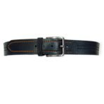 Black Leather Casual Belt - Contrast Stitched 40mm Wide