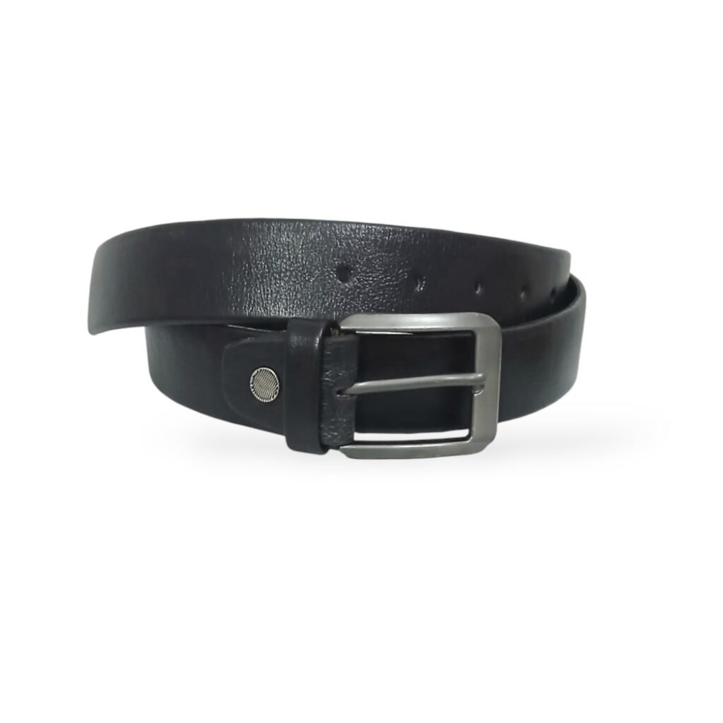 Black Leather Belt – Men’s 35mm Wide 3-Fold Formal Belt