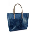 Navy Leather Carryall Tote Bag| Oil Pull-Up Cow Leather | Large Everyday Tote