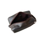 Leather Toiletry and cosmetic Bag Coffee Brown Cow Leather Travel Pouch