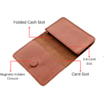 Mustard Leather Mini Wallet | Slim Card Holder with Magnetic Closure