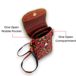 Leafy Canvas and Leather Crossbody Mobile Pouch