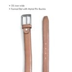 Snake Pattern Formal Belt for Men Tan Embossed Leather 35mm