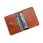 Mustard Leather Mini Wallet | Slim Card Holder with Magnetic Closure