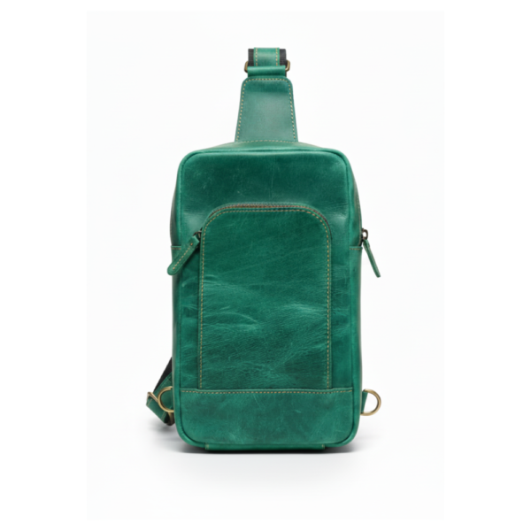 Green Leather Sling Bag – Full-Grain Cowhide Crossbody