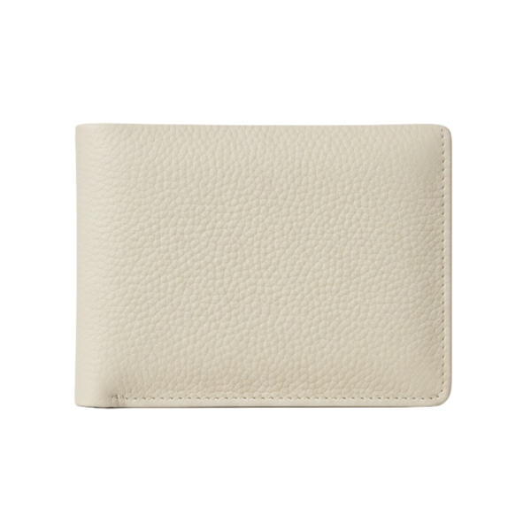 Genuine Leather Bifold Wallet for Men Beige Textured Cow Leather