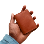 Mustard Leather Mini Wallet | Slim Card Holder with Magnetic Closure
