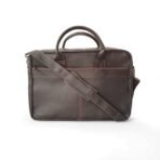 Coffee Brown Goat Leather Laptop Bag messenger – 15″ Work Briefcas