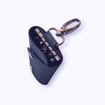 Navy Leather Key Pouch| Slim Pull-Up Key Pouch with 6 Hooks