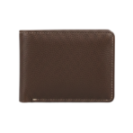 Genuine Leather Bifold Wallet for Men Dark Brown Textured Cow Leather