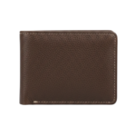 Genuine Leather Bifold Wallet for Men Dark Brown Textured Cow Leather