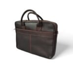 Coffee Brown Goat Leather Laptop Bag messenger – 15″ Work Briefcas