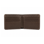 Genuine Leather Bifold Wallet for Men Dark Brown Textured Cow Leather