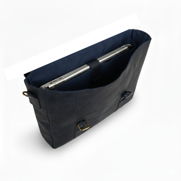Navy Leather Messenger Bag 14 "15" & 16" Laptop Bag Matt Oil Pull-Up Cow Leather