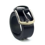 Black Leather Casual Belt for Men – 40mm Full-Grain Cow Leather for Men