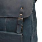 Leather Laptop Backpack Navy Blue Travel Backpack