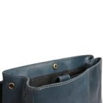 Leather Laptop Backpack Navy Blue Travel Backpack