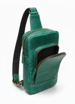 Green Leather Sling Bag – Full-Grain Cowhide Crossbody