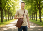 Brown Leather Sling Bag| Full-Grain Pull-Up Cowhide Travel Bag