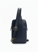 Navy Leather Sling Bag for Men & Women | Full-Grain Cowhide with YKK Zipper