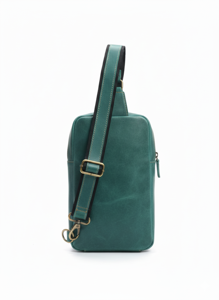 Green Leather Sling Bag – Full-Grain Cowhide Crossbody