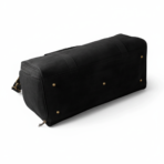 Black Leather Duffel Bag Premium Travel & Gym Holdall with Shoe Compartment