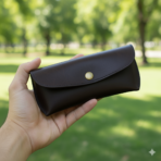 Choco Leather Eyewear Case | Slim Optical Cover with Button Closure