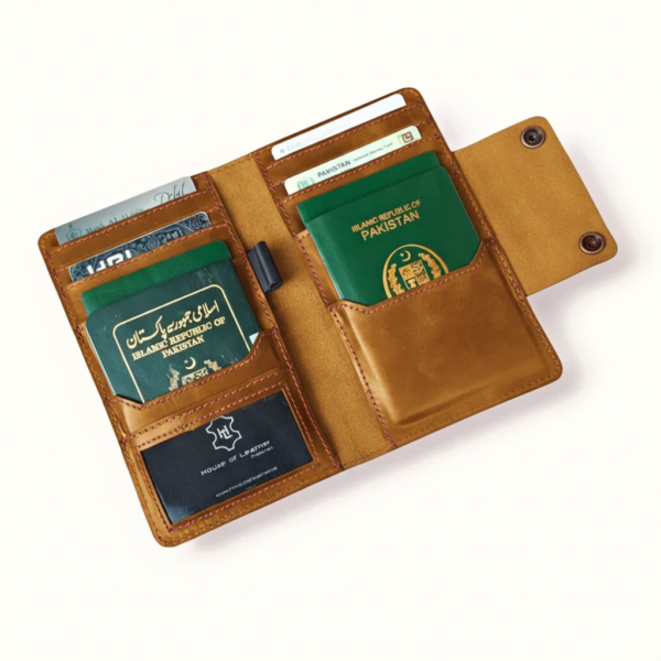 Tan Leather Travel Wallet | Passport & Document Holder with Card Slots