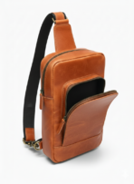 Chestnut Leather Sling Bag – Compact Full-Grain Crossbody