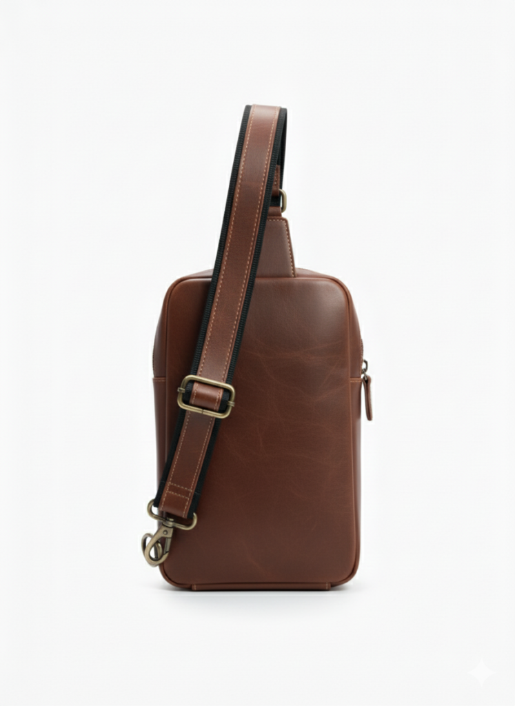 Brown Leather Sling Bag| Full-Grain Pull-Up Cowhide Travel Bag