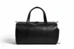 Premium Black Leather Duffel Weekender Travel Bag