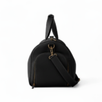 Black Leather Duffel Bag Premium Travel & Gym Holdall with Shoe Compartment